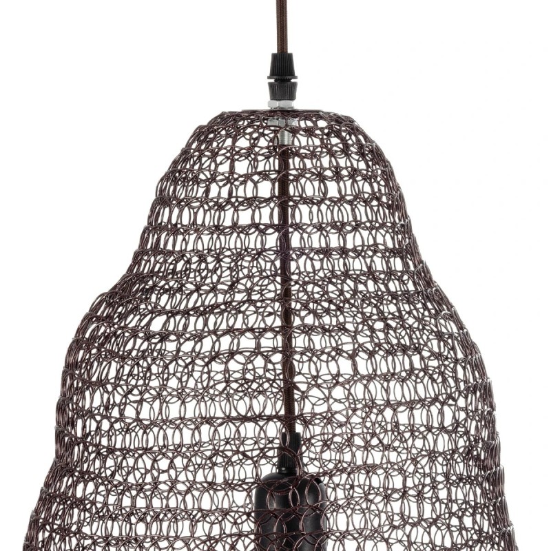 GloboStar® KENTUCKY 01890 Vintage Κρεμαστό Φωτιστικό Πλέγμα Μονόφωτο 1 x E27 IP20 Καφέ Μέταλλο - Μ50 x Π50 x Υ48cm