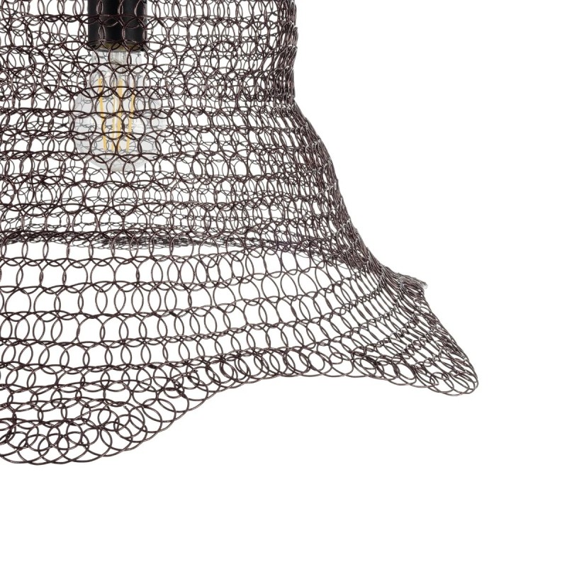 GloboStar® KENTUCKY 01890 Vintage Κρεμαστό Φωτιστικό Πλέγμα Μονόφωτο 1 x E27 IP20 Καφέ Μέταλλο - Μ50 x Π50 x Υ48cm