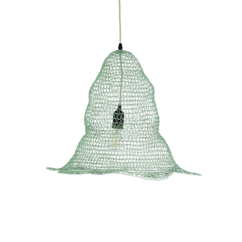 GloboStar® KENTUCKY 01891 Vintage Κρεμαστό Φωτιστικό Πλέγμα Μονόφωτο 1 x E27 IP20 Τιρκουάζ Μέταλλο - Μ50 x Π50 x Υ48cm