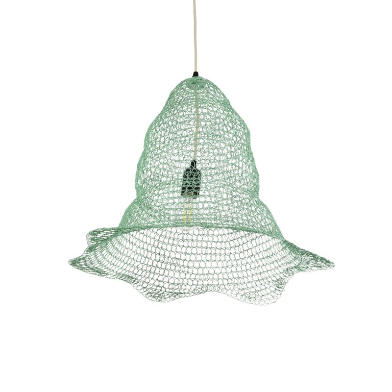 GloboStar® KENTUCKY 01891 Vintage Κρεμαστό Φωτιστικό Πλέγμα Μονόφωτο 1 x E27 IP20 Τιρκουάζ Μέταλλο - Μ50 x Π50 x Υ48cm