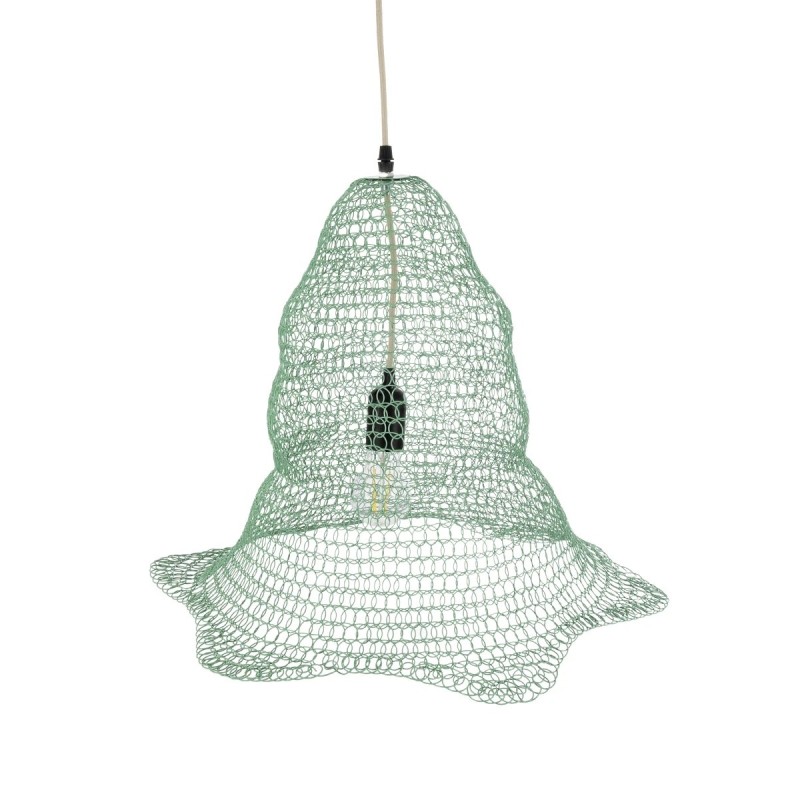 GloboStar® KENTUCKY 01891 Vintage Κρεμαστό Φωτιστικό Πλέγμα Μονόφωτο 1 x E27 IP20 Τιρκουάζ Μέταλλο - Μ50 x Π50 x Υ48cm