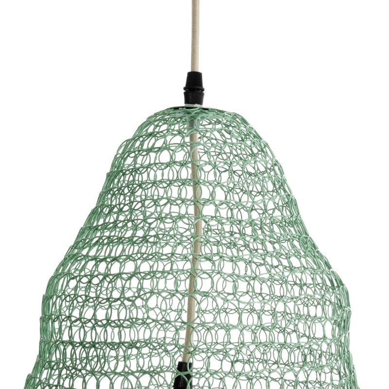 GloboStar® KENTUCKY 01891 Vintage Κρεμαστό Φωτιστικό Πλέγμα Μονόφωτο 1 x E27 IP20 Τιρκουάζ Μέταλλο - Μ50 x Π50 x Υ48cm