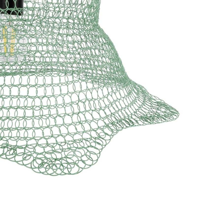 GloboStar® KENTUCKY 01891 Vintage Κρεμαστό Φωτιστικό Πλέγμα Μονόφωτο 1 x E27 IP20 Τιρκουάζ Μέταλλο - Μ50 x Π50 x Υ48cm