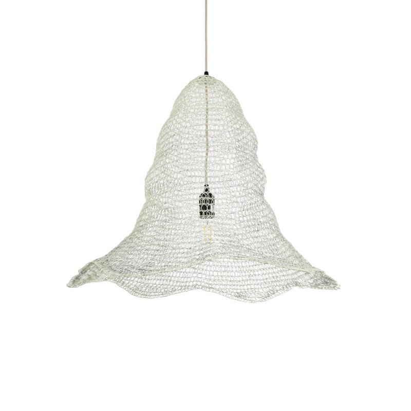 GloboStar® KENTUCKY 01892 Vintage Κρεμαστό Φωτιστικό Πλέγμα Μονόφωτο 1 x E27 IP20 Λευκό Μέταλλο - Μ60 x Π60 x Υ52cm