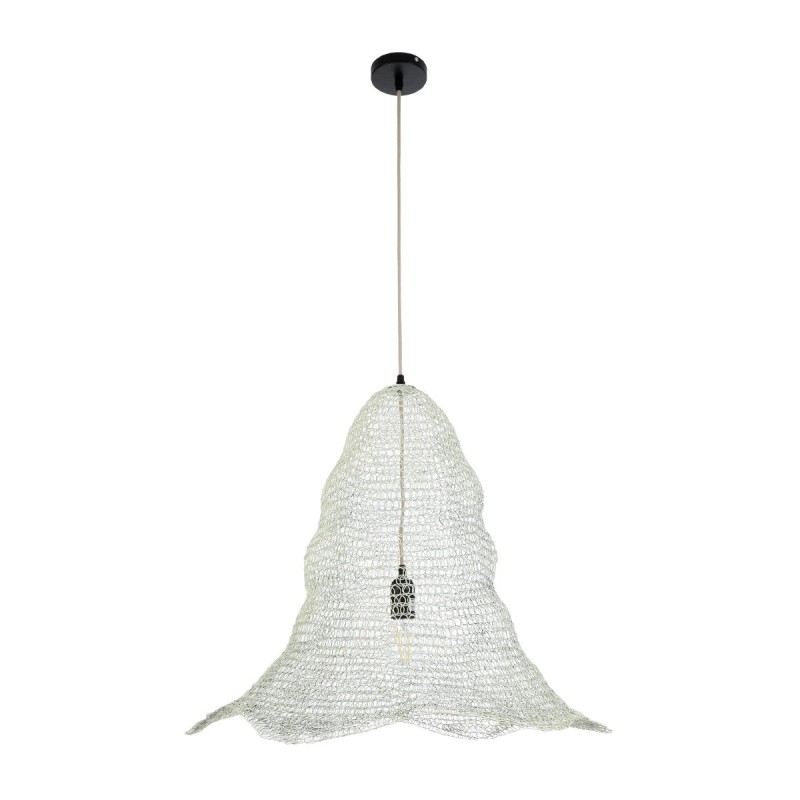 GloboStar® KENTUCKY 01892 Vintage Κρεμαστό Φωτιστικό Πλέγμα Μονόφωτο 1 x E27 IP20 Λευκό Μέταλλο - Μ60 x Π60 x Υ52cm