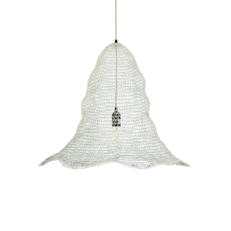 GloboStar® KENTUCKY 01892 Vintage Κρεμαστό Φωτιστικό Πλέγμα Μονόφωτο 1 x E27 IP20 Λευκό Μέταλλο - Μ60 x Π60 x Υ52cm