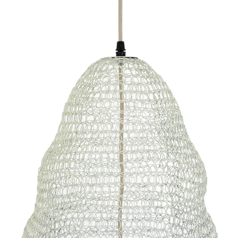 GloboStar® KENTUCKY 01892 Vintage Κρεμαστό Φωτιστικό Πλέγμα Μονόφωτο 1 x E27 IP20 Λευκό Μέταλλο - Μ60 x Π60 x Υ52cm