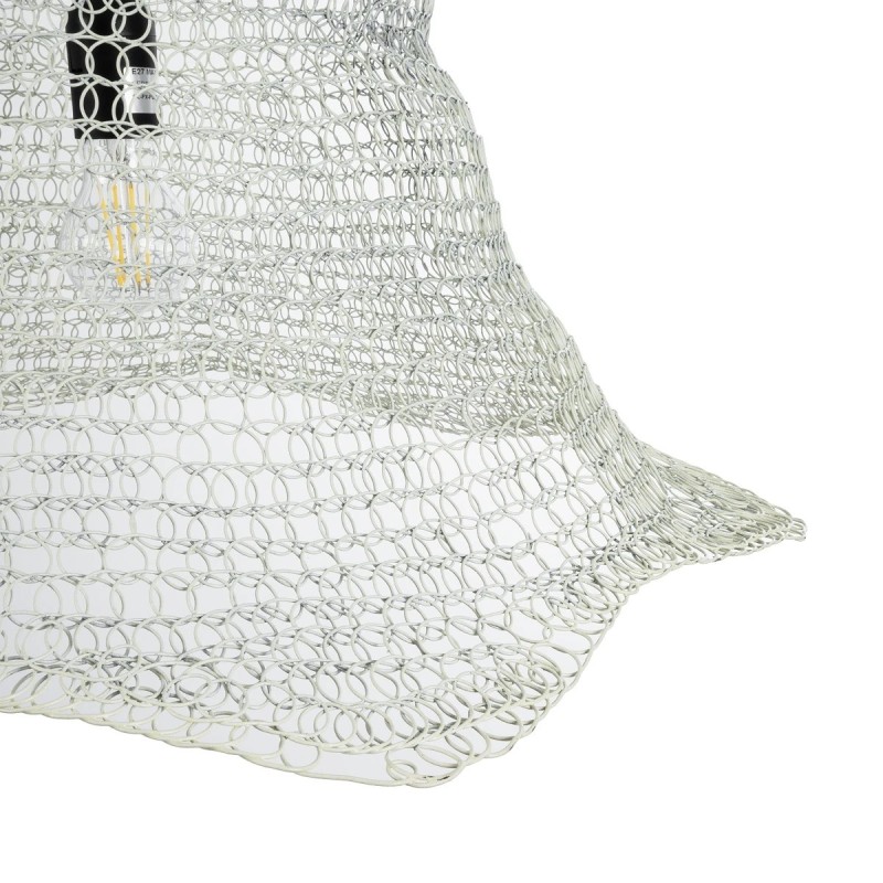 GloboStar® KENTUCKY 01892 Vintage Κρεμαστό Φωτιστικό Πλέγμα Μονόφωτο 1 x E27 IP20 Λευκό Μέταλλο - Μ60 x Π60 x Υ52cm