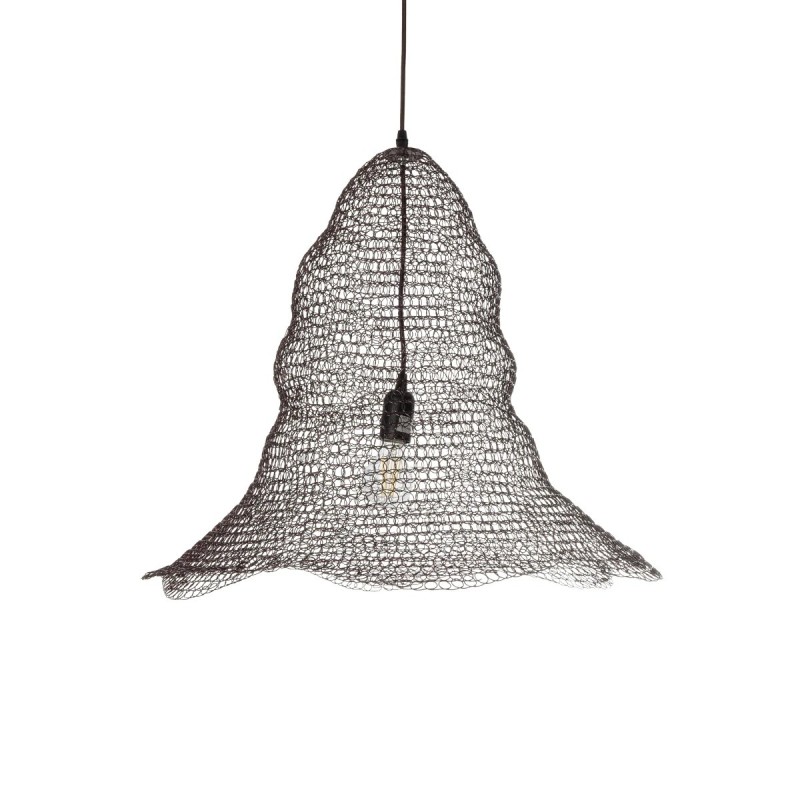 GloboStar® KENTUCKY 01893 Vintage Κρεμαστό Φωτιστικό Πλέγμα Μονόφωτο 1 x E27 IP20 Καφέ Μέταλλο - Μ60 x Π60 x Υ52cm