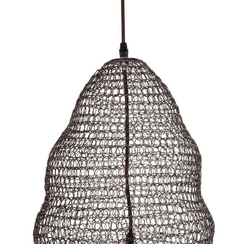 GloboStar® KENTUCKY 01893 Vintage Κρεμαστό Φωτιστικό Πλέγμα Μονόφωτο 1 x E27 IP20 Καφέ Μέταλλο - Μ60 x Π60 x Υ52cm