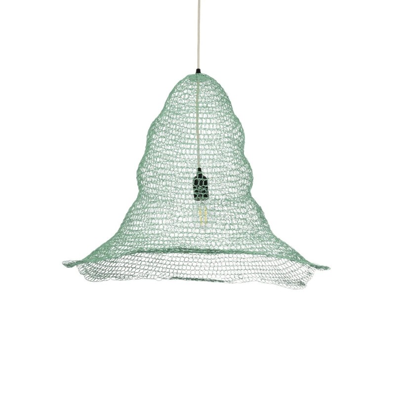 GloboStar® KENTUCKY 01894 Vintage Κρεμαστό Φωτιστικό Πλέγμα Μονόφωτο 1 x E27 IP20 Τιρκουάζ Μέταλλο - Μ60 x Π60 x Υ52cm