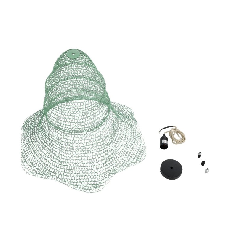 GloboStar® KENTUCKY 01894 Vintage Κρεμαστό Φωτιστικό Πλέγμα Μονόφωτο 1 x E27 IP20 Τιρκουάζ Μέταλλο - Μ60 x Π60 x Υ52cm