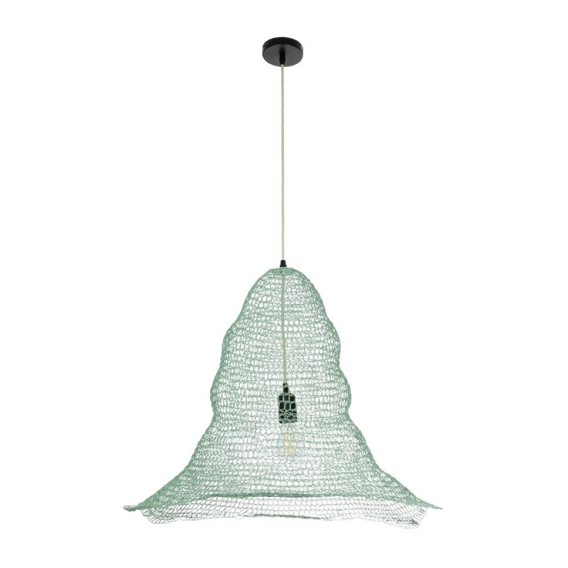 GloboStar® KENTUCKY 01894 Vintage Κρεμαστό Φωτιστικό Πλέγμα Μονόφωτο 1 x E27 IP20 Τιρκουάζ Μέταλλο - Μ60 x Π60 x Υ52cm