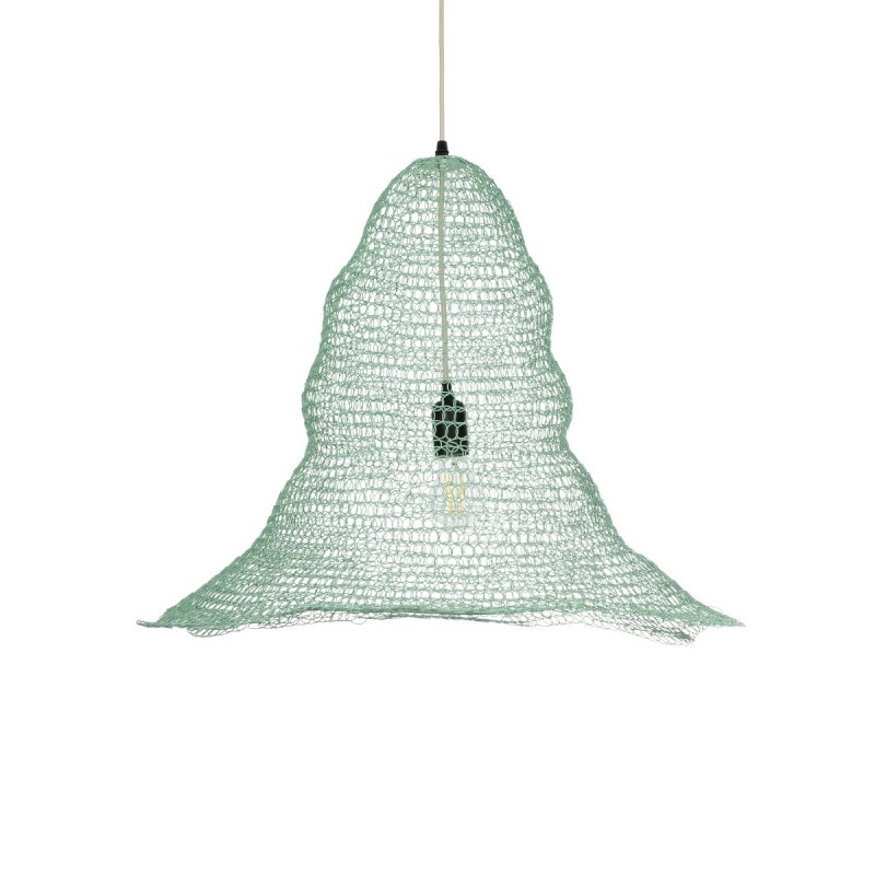 GloboStar® KENTUCKY 01894 Vintage Κρεμαστό Φωτιστικό Πλέγμα Μονόφωτο 1 x E27 IP20 Τιρκουάζ Μέταλλο - Μ60 x Π60 x Υ52cm