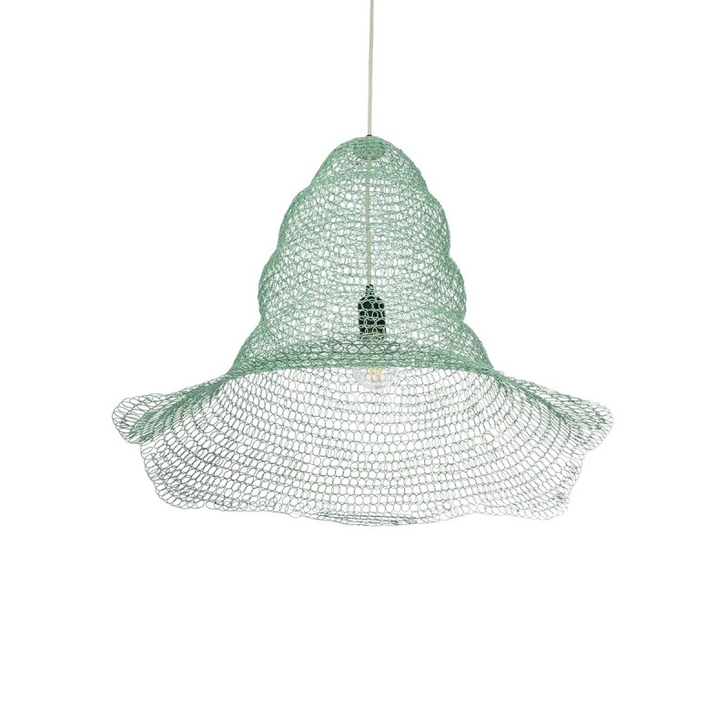 GloboStar® KENTUCKY 01894 Vintage Κρεμαστό Φωτιστικό Πλέγμα Μονόφωτο 1 x E27 IP20 Τιρκουάζ Μέταλλο - Μ60 x Π60 x Υ52cm