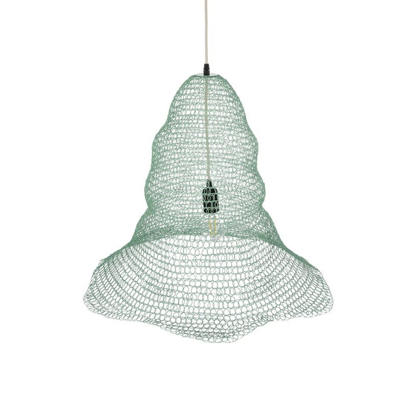 GloboStar® KENTUCKY 01894 Vintage Κρεμαστό Φωτιστικό Πλέγμα Μονόφωτο 1 x E27 IP20 Τιρκουάζ Μέταλλο - Μ60 x Π60 x Υ52cm