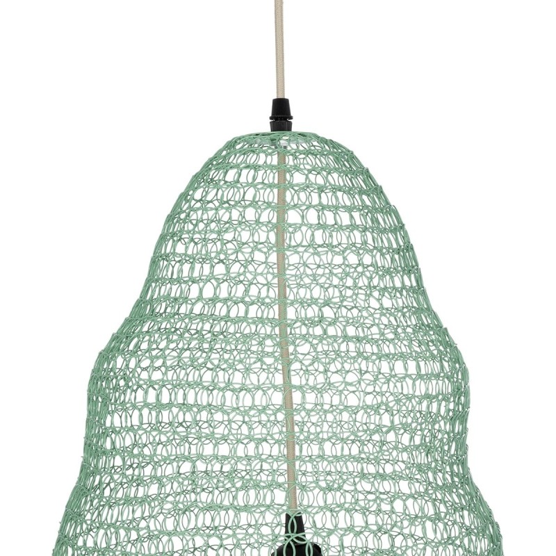 GloboStar® KENTUCKY 01894 Vintage Κρεμαστό Φωτιστικό Πλέγμα Μονόφωτο 1 x E27 IP20 Τιρκουάζ Μέταλλο - Μ60 x Π60 x Υ52cm