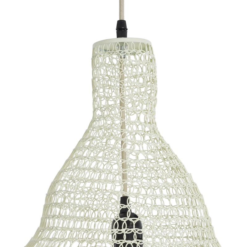 GloboStar® KENTUCKY 01895 Vintage Κρεμαστό Φωτιστικό Πλέγμα Μονόφωτο 1 x E27 IP20 Μπεζ Μέταλλο - Μ40 x Π40 x Υ70cm