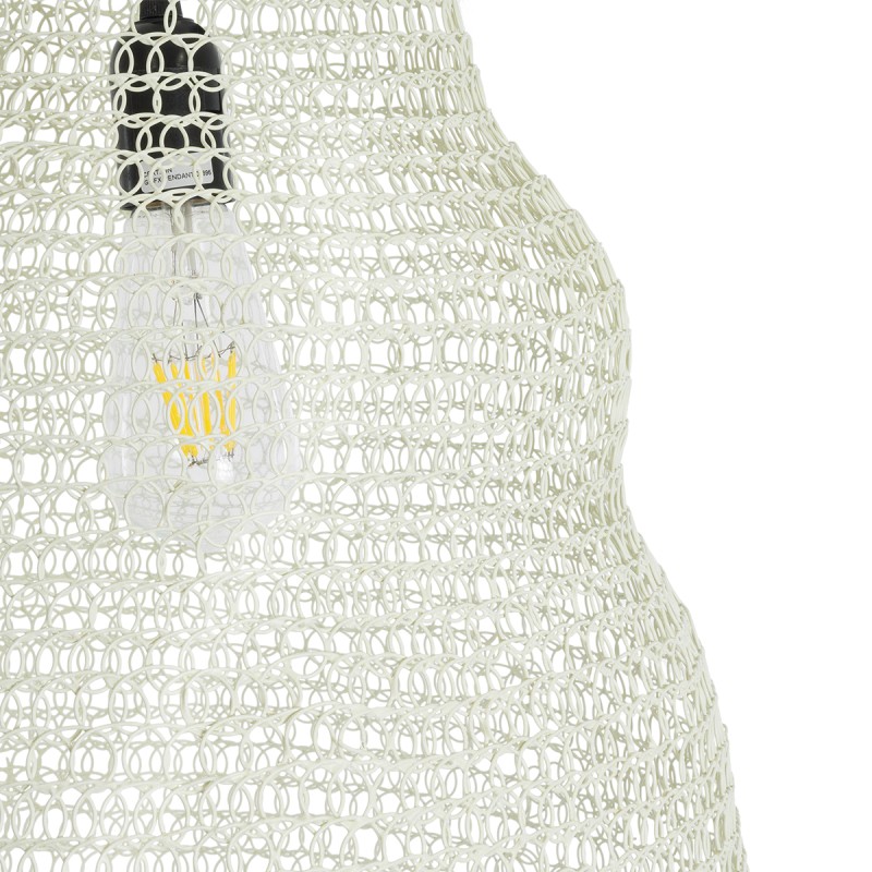 GloboStar® KENTUCKY 01895 Vintage Κρεμαστό Φωτιστικό Πλέγμα Μονόφωτο 1 x E27 IP20 Μπεζ Μέταλλο - Μ40 x Π40 x Υ70cm