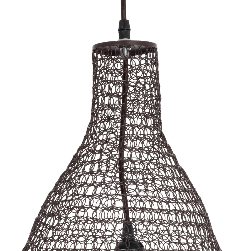 GloboStar® KENTUCKY 01896 Vintage Κρεμαστό Φωτιστικό Πλέγμα Μονόφωτο 1 x E27 IP20 Καφέ Μέταλλο - Μ40 x Π40 x Υ70cm