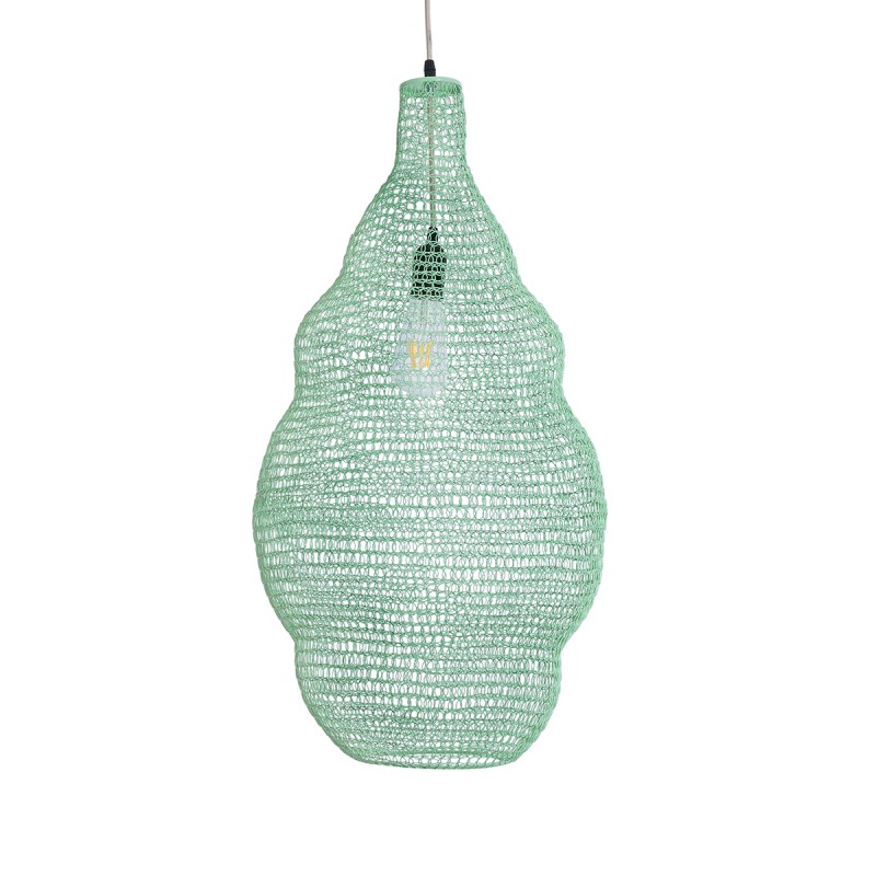 GloboStar® KENTUCKY 01897 Vintage Κρεμαστό Φωτιστικό Πλέγμα Μονόφωτο 1 x E27 IP20 Τιρκουάζ Μέταλλο - Μ40 x Π40 x Υ70cm