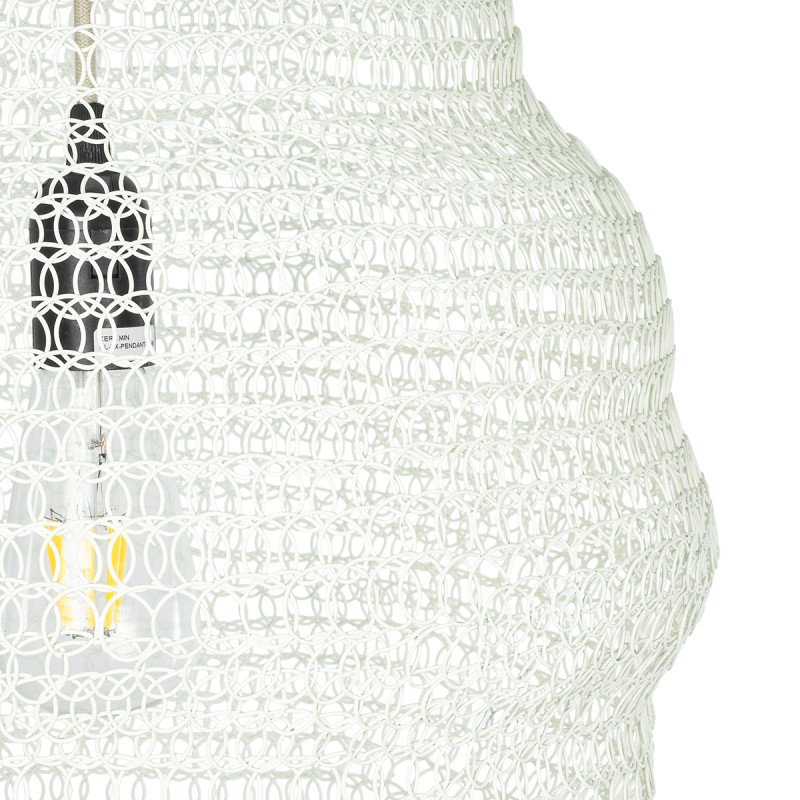 GloboStar® KENTUCKY 01898 Vintage Κρεμαστό Φωτιστικό Πλέγμα Μονόφωτο 1 x E27 IP20 Μπεζ Μέταλλο - Μ40 x Π40 x Y60cm