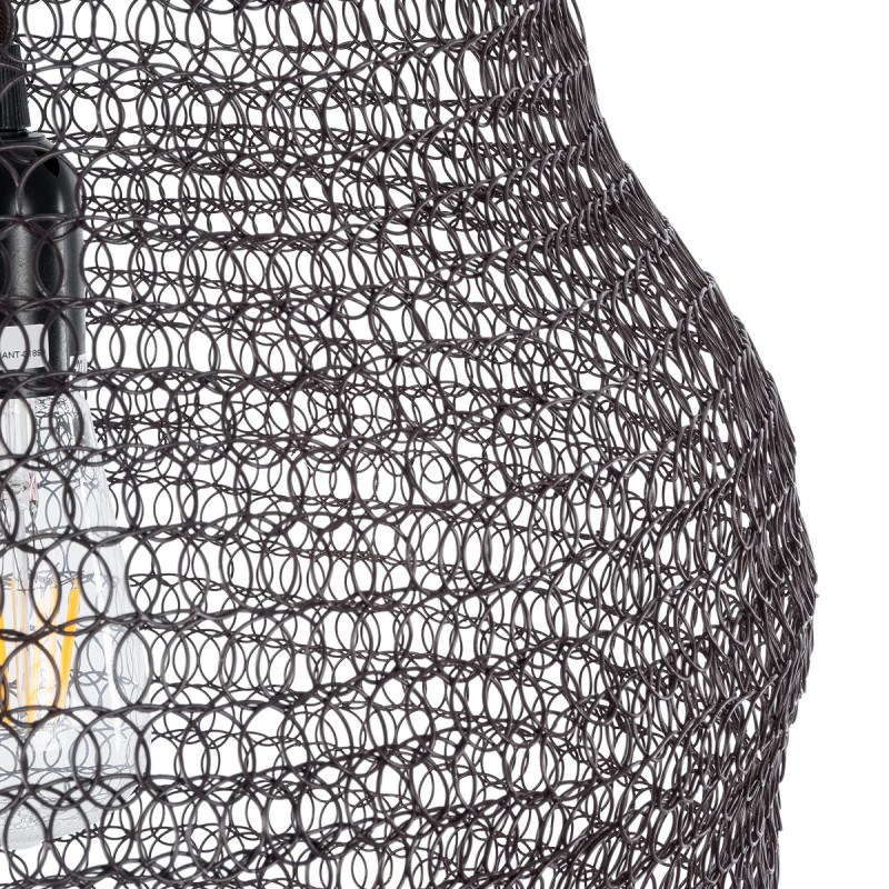 GloboStar® KENTUCKY 01899 Vintage Κρεμαστό Φωτιστικό Πλέγμα Μονόφωτο 1 x E27 IP20 Καφέ Μέταλλο - Μ40 x Π40 x Y60cm