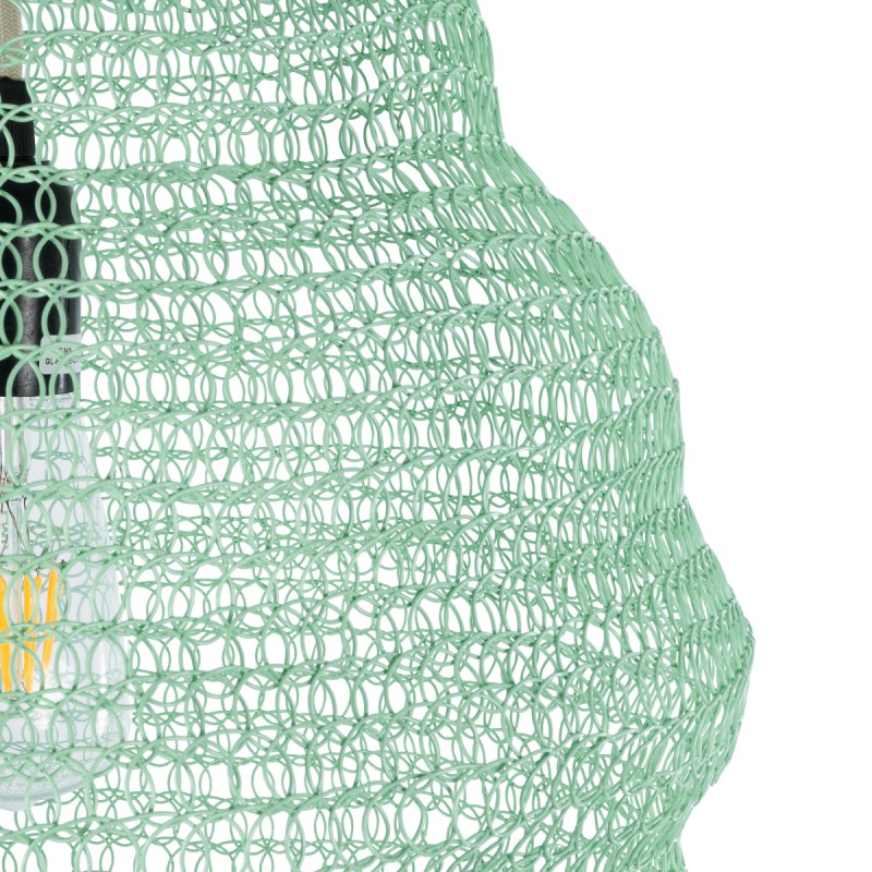 GloboStar® KENTUCKY 01900 Vintage Κρεμαστό Φωτιστικό Πλέγμα Μονόφωτο 1 x E27 IP20 Τιρκουάζ Μέταλλο - Μ40 x Π40 x Y60cm