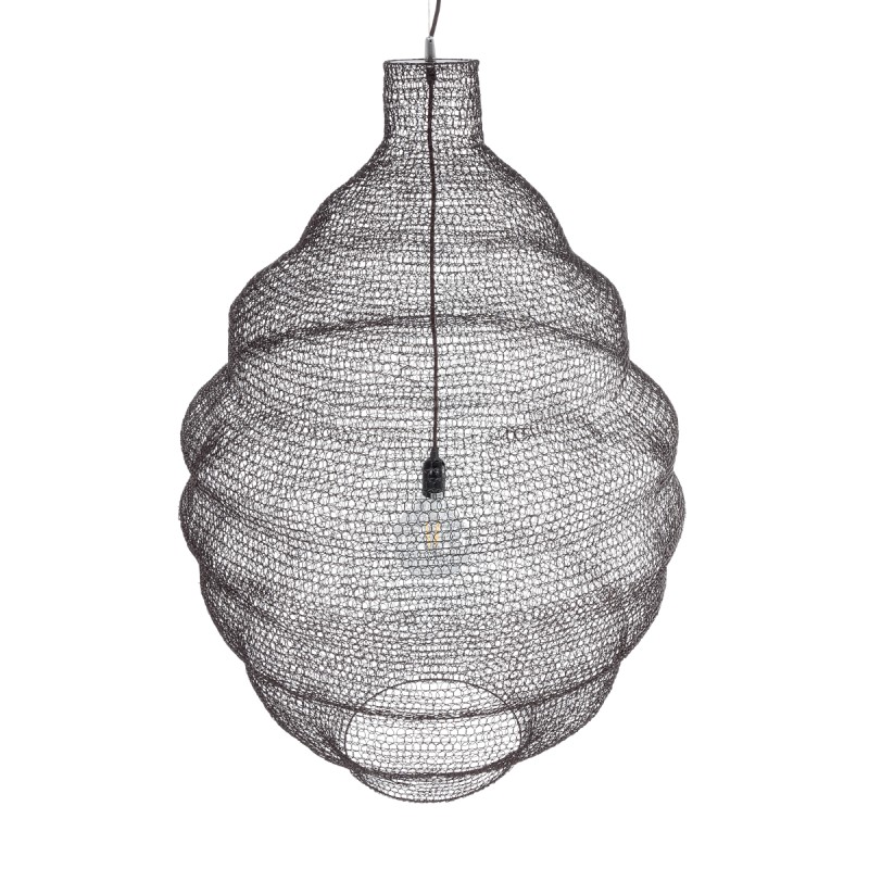 GloboStar® KENTUCKY 01902 Vintage Κρεμαστό Φωτιστικό Πλέγμα Μονόφωτο 1 x E27 IP20 Καφέ Μέταλλο - Μ80 x Π80 x Y110cm