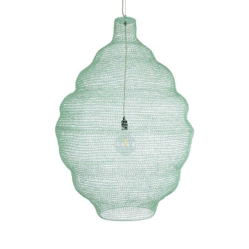 GloboStar® KENTUCKY 01903 Vintage Κρεμαστό Φωτιστικό Πλέγμα Μονόφωτο 1 x E27 IP20 Τιρκουάζ Μέταλλο - Μ80 x Π80 x Y110cm