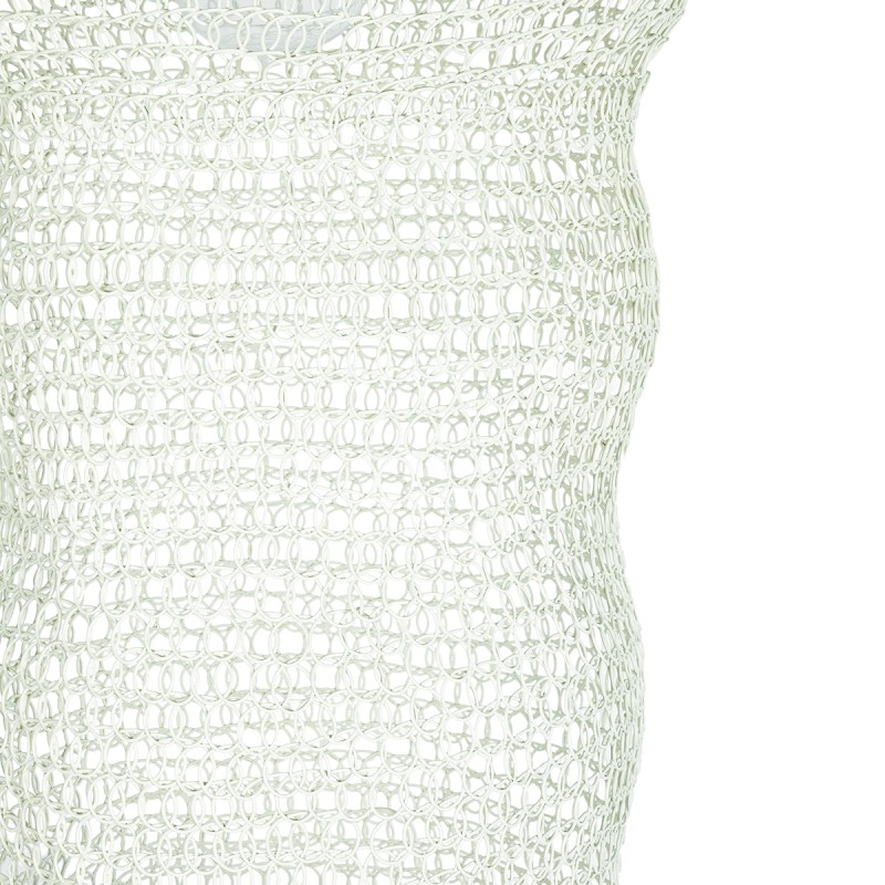 GloboStar® KENTUCKY 01904 Vintage Κρεμαστό Φωτιστικό Πλέγμα Μονόφωτο 1 x E27 IP20 Μπεζ Μέταλλο - Μ30 x Π30 x Y80cm