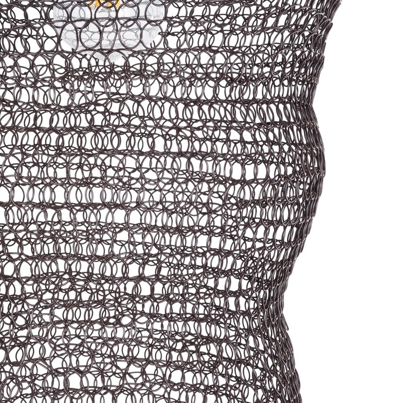 GloboStar® KENTUCKY 01905 Vintage Κρεμαστό Φωτιστικό Πλέγμα Μονόφωτο 1 x E27 IP20 Καφέ Μέταλλο - Μ30 x Π30 x Y80cm