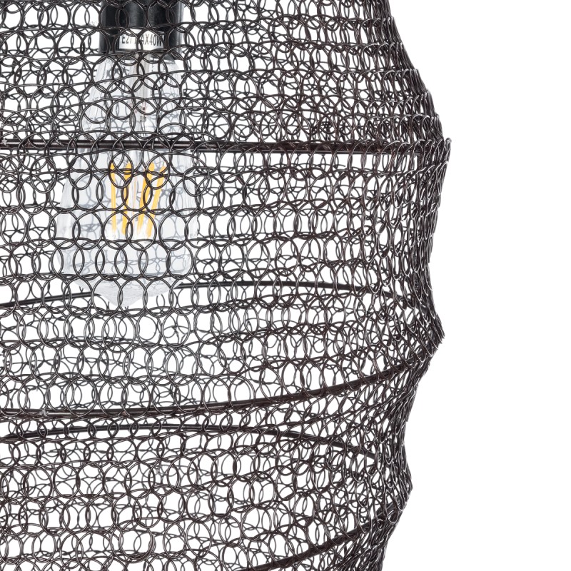 GloboStar® KENTUCKY 01908 Vintage Κρεμαστό Φωτιστικό Πλέγμα Μονόφωτο 1 x E27 IP20 Καφέ Μέταλλο - Μ30 x Π30 x Y105m