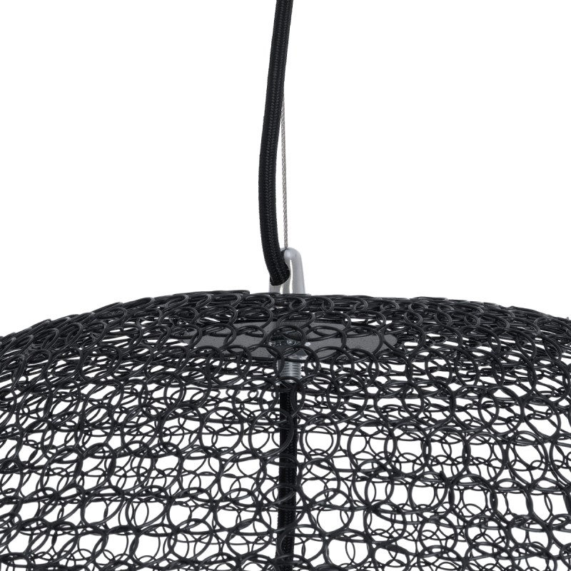 GloboStar® KENTUCKY 01912 Vintage Κρεμαστό Φωτιστικό Πλέγμα Μονόφωτο 1 x E27 IP20 Μαύρο Μέταλλο - Μ60 x Π60 x Υ70cm