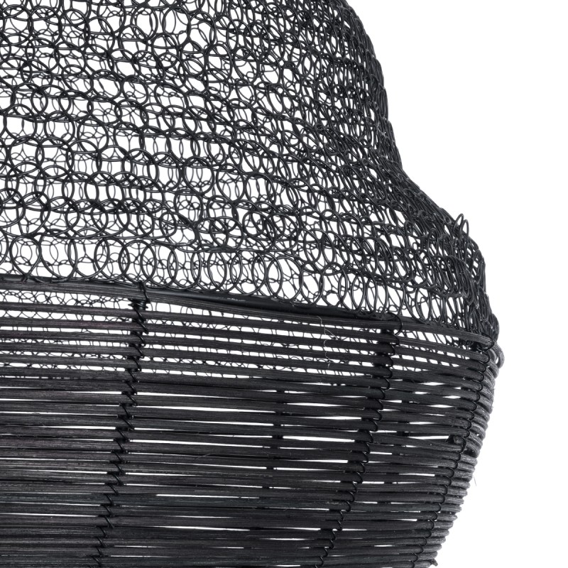 GloboStar® KENTUCKY 01912 Vintage Κρεμαστό Φωτιστικό Πλέγμα Μονόφωτο 1 x E27 IP20 Μαύρο Μέταλλο - Μ60 x Π60 x Υ70cm