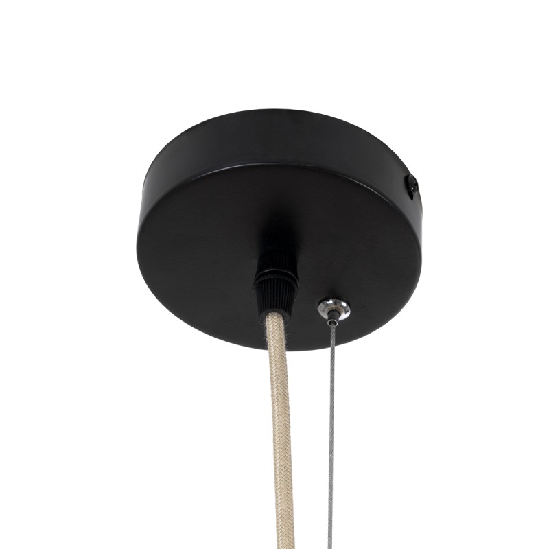 GloboStar® ARCHIPELAGO 01913 Boho Κρεμαστό Φωτιστικό Πλέγμα Μονόφωτο 1 x E27 IP20 Μπεζ Ξύλο - Μ80 x Π80 x Υ100cm