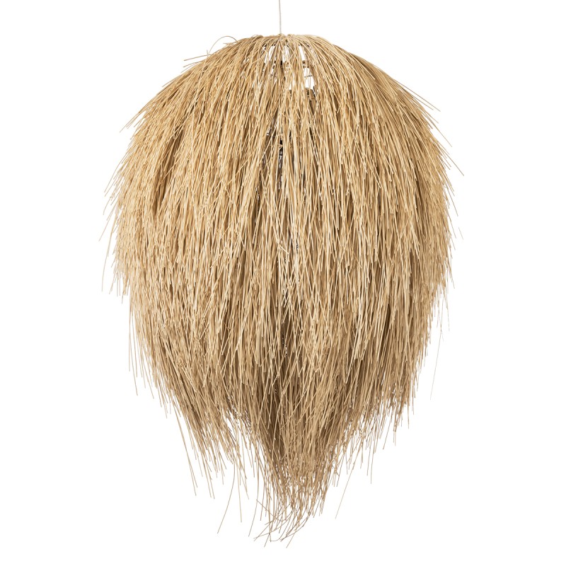 GloboStar® ARCHIPELAGO 01913 Boho Κρεμαστό Φωτιστικό Πλέγμα Μονόφωτο 1 x E27 IP20 Μπεζ Ξύλο - Μ80 x Π80 x Υ100cm