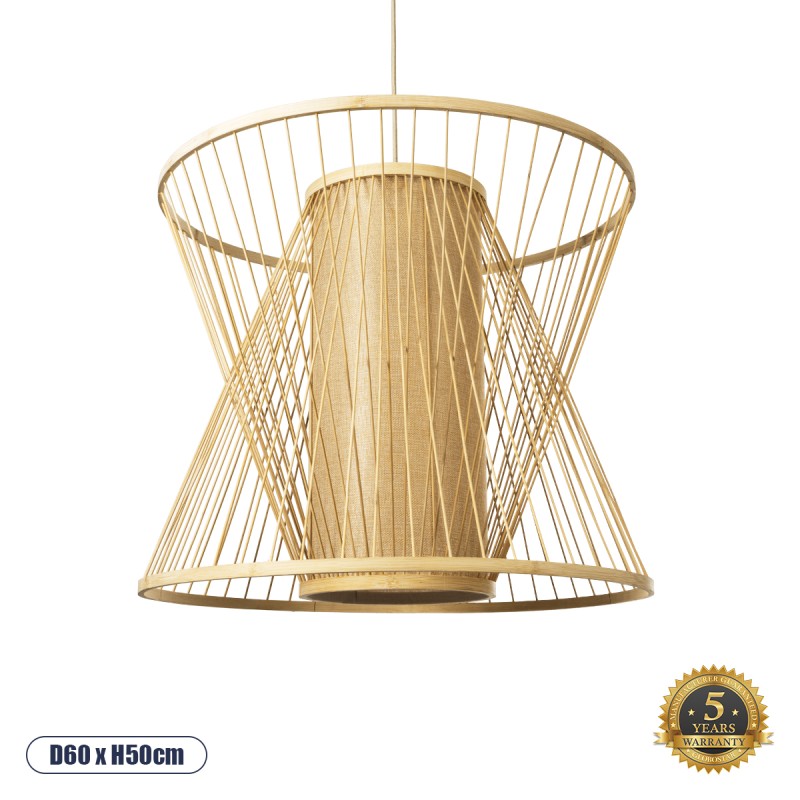 GLOBOSTAR® HIBISCUS 01925 Boho Κρεμαστό Φωτιστικό Οροφής με Ντουί 1 x E27 AC 220-240V IP20 - Μπεζ - Μ60 x Π60 x Υ50cm