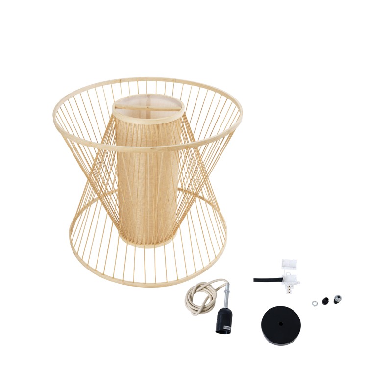 GLOBOSTAR® HIBISCUS 01925 Boho Κρεμαστό Φωτιστικό Οροφής με Ντουί 1 x E27 AC 220-240V IP20 - Μπεζ - Μ60 x Π60 x Υ50cm