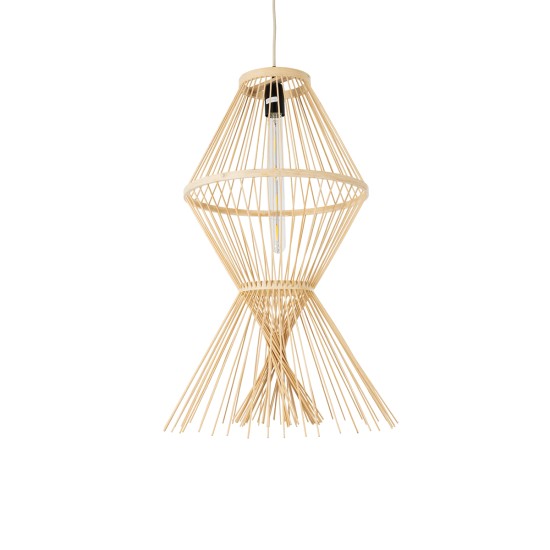GloboStar® YOSHI 01928 Boho Κρεμαστό Φωτιστικό Πλέγμα Μονόφωτο 1 x E27 IP20 Μπεζ Ξύλο - Μ35 x Π35 x Υ60cm GloboStar® YOSHI 01928 Boho Κρεμαστό Φωτιστικό Πλέγμα Μονόφωτο 1 x E27 IP20 Μπεζ Ξύλο - Μ35 x Π35 x Υ60cm
