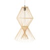 GloboStar® YOSHI 01928 Boho Κρεμαστό Φωτιστικό Πλέγμα Μονόφωτο 1 x E27 IP20 Μπεζ Ξύλο - Μ35 x Π35 x Υ60cm
