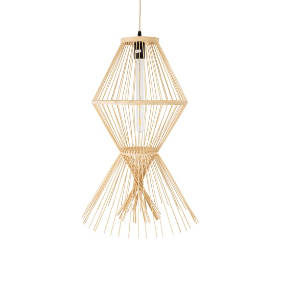 GloboStar® YOSHI 01928 Boho Κρεμαστό Φωτιστικό Πλέγμα Μονόφωτο 1 x E27 IP20 Μπεζ Ξύλο - Μ35 x Π35 x Υ60cm GloboStar® YOSHI 01928 Boho Κρεμαστό Φωτιστικό Πλέγμα Μονόφωτο 1 x E27 IP20 Μπεζ Ξύλο - Μ35 x Π35 x Υ60cm