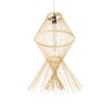 GloboStar® YOSHI 01928 Boho Κρεμαστό Φωτιστικό Πλέγμα Μονόφωτο 1 x E27 IP20 Μπεζ Ξύλο - Μ35 x Π35 x Υ60cm