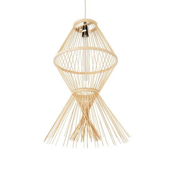 GloboStar® YOSHI 01928 Boho Κρεμαστό Φωτιστικό Πλέγμα Μονόφωτο 1 x E27 IP20 Μπεζ Ξύλο - Μ35 x Π35 x Υ60cm GloboStar® YOSHI 01928 Boho Κρεμαστό Φωτιστικό Πλέγμα Μονόφωτο 1 x E27 IP20 Μπεζ Ξύλο - Μ35 x Π35 x Υ60cm