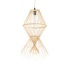 GloboStar® YOSHI 01928 Boho Κρεμαστό Φωτιστικό Πλέγμα Μονόφωτο 1 x E27 IP20 Μπεζ Ξύλο - Μ35 x Π35 x Υ60cm