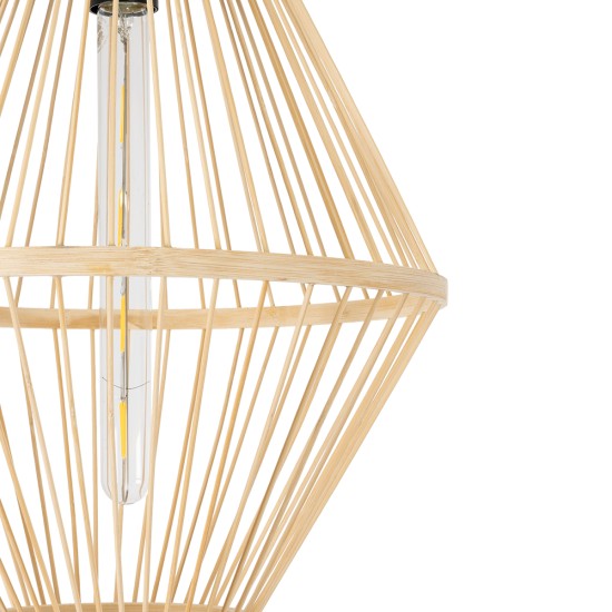 GloboStar® YOSHI 01928 Boho Κρεμαστό Φωτιστικό Πλέγμα Μονόφωτο 1 x E27 IP20 Μπεζ Ξύλο - Μ35 x Π35 x Υ60cm GloboStar® YOSHI 01928 Boho Κρεμαστό Φωτιστικό Πλέγμα Μονόφωτο 1 x E27 IP20 Μπεζ Ξύλο - Μ35 x Π35 x Υ60cm