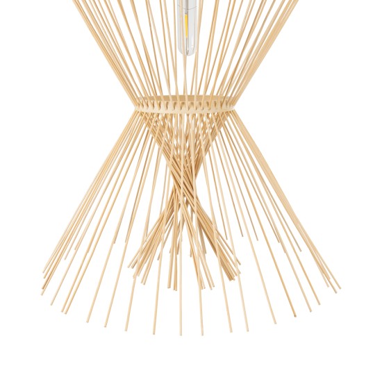 GloboStar® YOSHI 01928 Boho Κρεμαστό Φωτιστικό Πλέγμα Μονόφωτο 1 x E27 IP20 Μπεζ Ξύλο - Μ35 x Π35 x Υ60cm GloboStar® YOSHI 01928 Boho Κρεμαστό Φωτιστικό Πλέγμα Μονόφωτο 1 x E27 IP20 Μπεζ Ξύλο - Μ35 x Π35 x Υ60cm