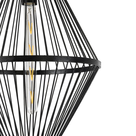 GloboStar® YOSHI 01929 Boho Κρεμαστό Φωτιστικό Πλέγμα Μονόφωτο 1 x E27 IP20 Μαύρο Ξύλο - Μ35 x Π35 x Υ60cm GloboStar® YOSHI 01929 Boho Κρεμαστό Φωτιστικό Πλέγμα Μονόφωτο 1 x E27 IP20 Μαύρο Ξύλο - Μ35 x Π35 x Υ60cm