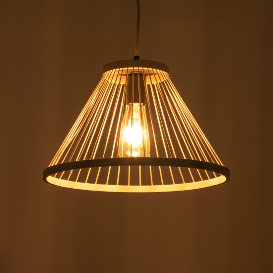 GloboStar® TYGEE 01930 Boho Κρεμαστό Φωτιστικό Πλέγμα Μονόφωτο 1 x E27 IP20 Μπεζ Ξύλο - Μ35 x Π35 x Υ22cm GloboStar® TYGEE 01930 Boho Κρεμαστό Φωτιστικό Πλέγμα Μονόφωτο 1 x E27 IP20 Μπεζ Ξύλο - Μ35 x Π35 x Υ22cm