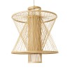 GloboStar® HIBISCUS 01931 Boho Κρεμαστό Φωτιστικό Πλέγμα Μονόφωτο 1 x E27 IP20 Μπεζ Ξύλο - Μ50 x Π50 x Υ60cm